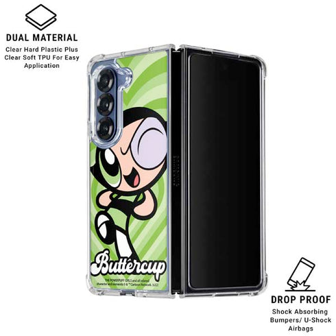 Cartoon Network Powerpuff Girls Buttercup Green Hearts Galaxy Z Fold6 Clear Case